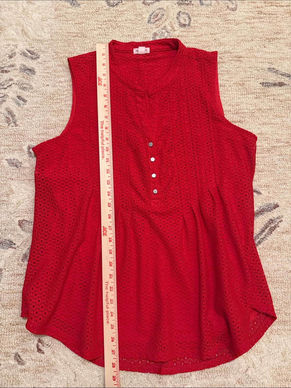 Westport Sleeveless Red Eyelet Tank Top